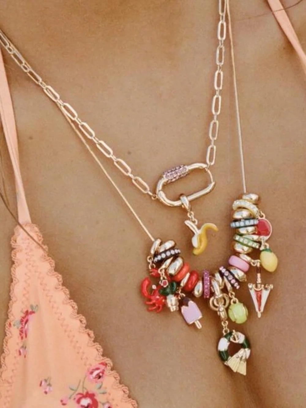 NWT Zara 2 Pack Metal Charms Necklaces